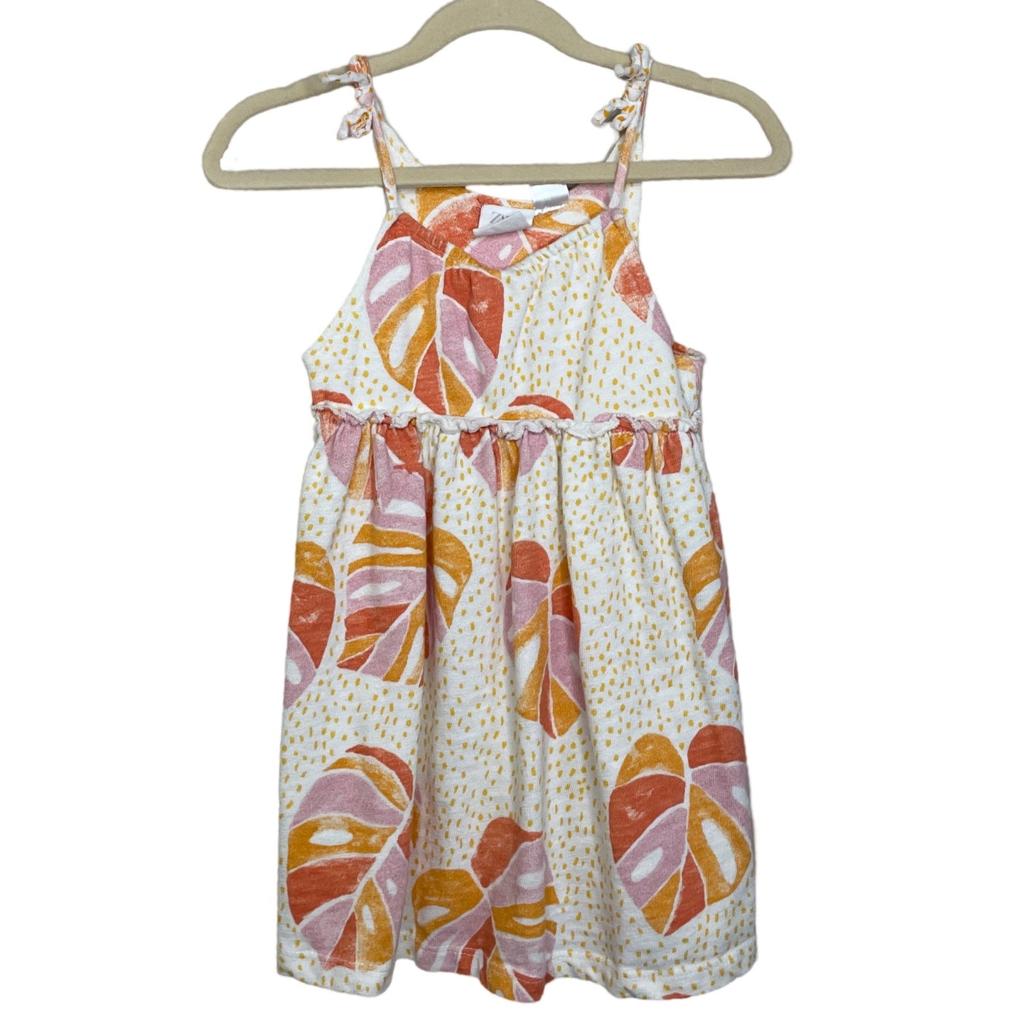 Vestido Zara Hojas Blanco-Talla 3-4