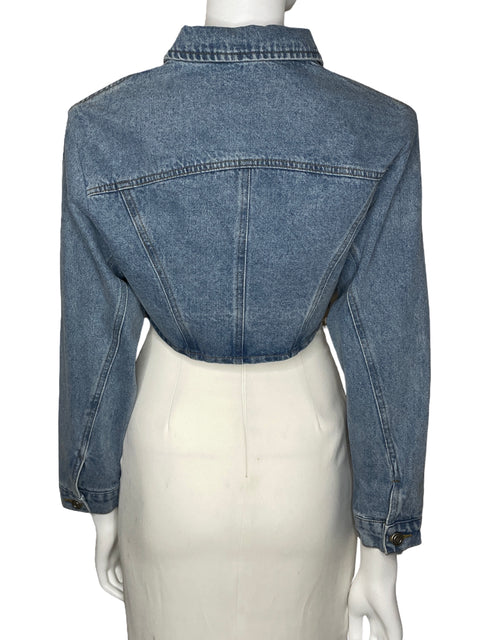 Chaqueta Beige Botany Cropped Denim Azul-Talla S
