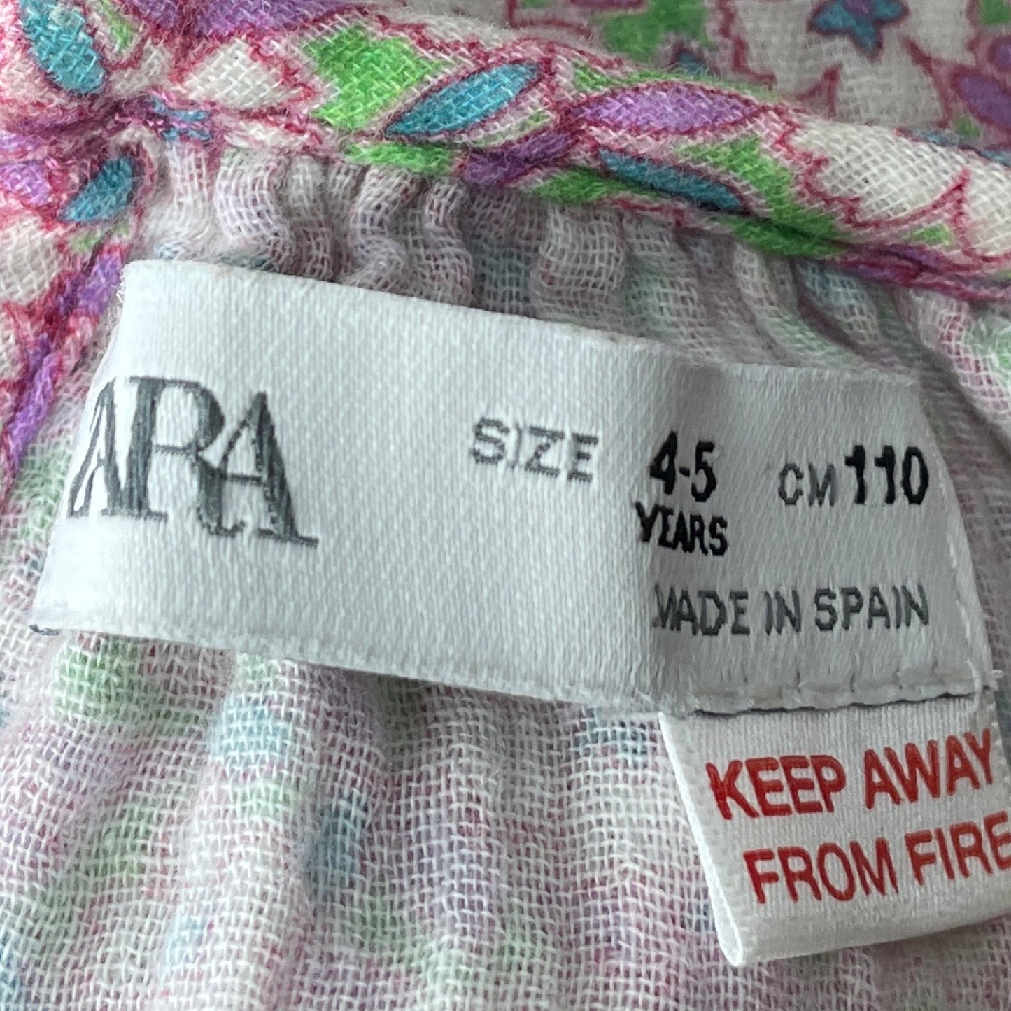 Vestido Zara Floral Verde-Talla 4-5A