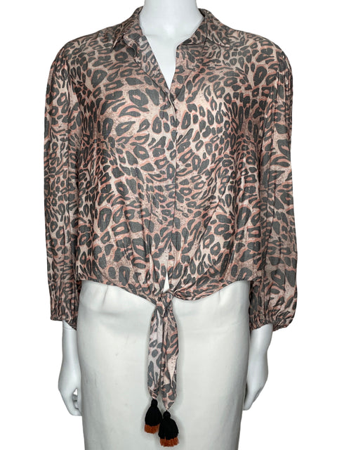 Camisa Boamar Print Manga Larga Beige-Talla M