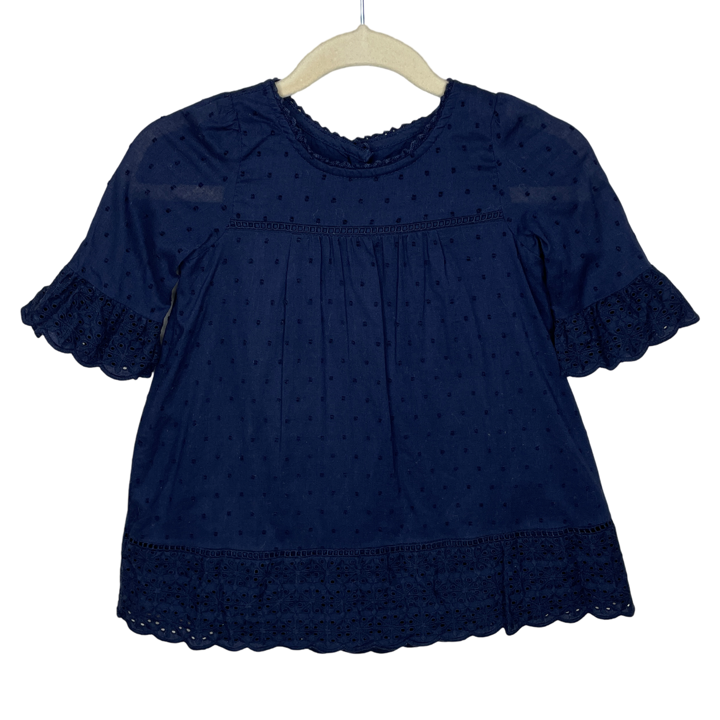 Vestido Gap Encaje Bordado Azul Navy-Talla 12-18