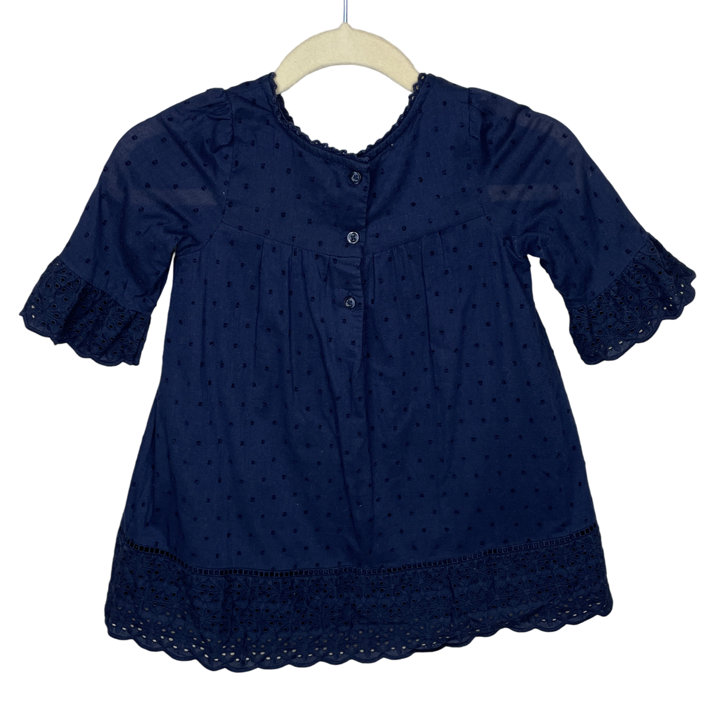 Vestido Gap Encaje Bordado Azul Navy-Talla 12-18