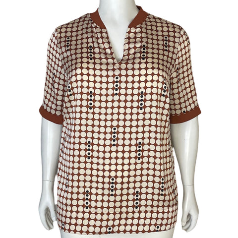 Blusa Punto Roma Bolas Marron - Talla 18