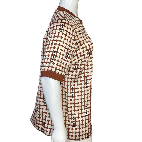 Blusa Punto Roma Bolas Marron - Talla 18