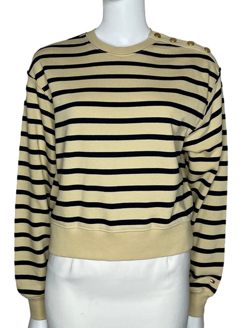 Sueter Tommy Hilfiger Rayas Manga Larga Beige-Talla XS