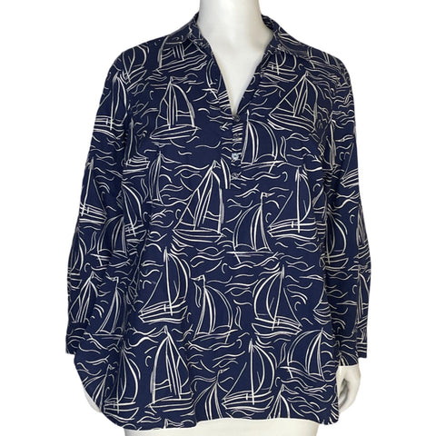 Blusa Talbots Rayas Azul - Talla 2XL