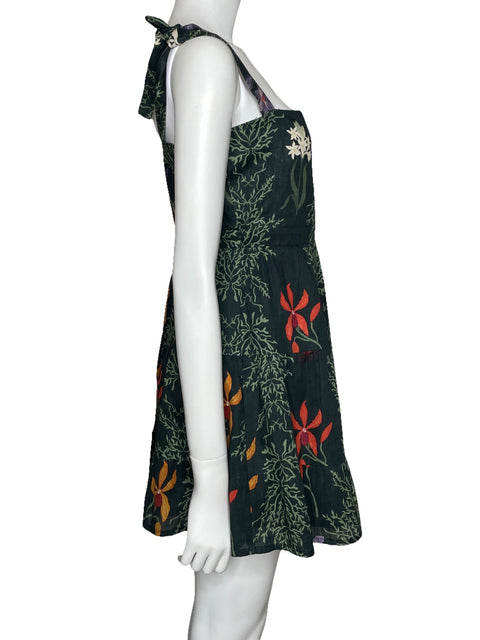 Vestido Naf Naf Mini Floral Verde-Talla M