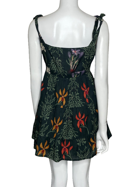 Vestido Naf Naf Mini Floral Verde-Talla M