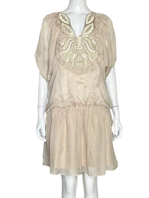 Vestido Black Bordado Fluido Beige-Talla L