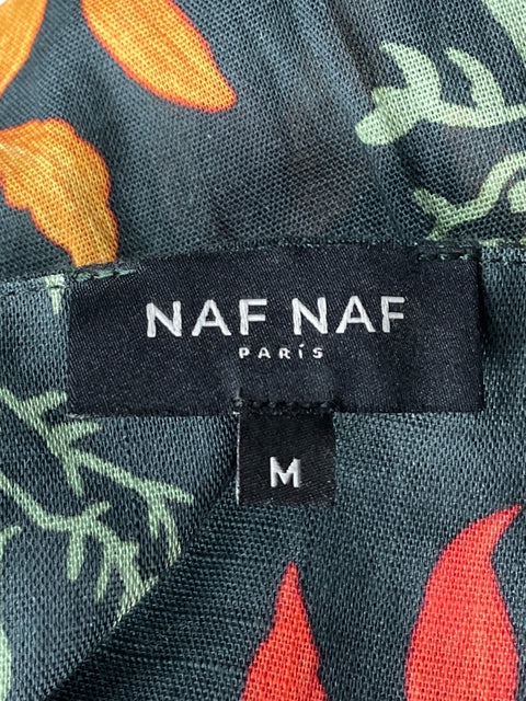 Vestido Naf Naf Mini Floral Verde-Talla M