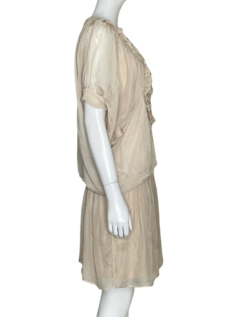 Vestido Black Bordado Fluido Beige-Talla L