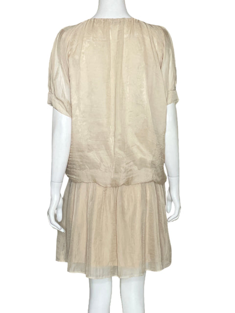 Vestido Black Bordado Fluido Beige-Talla L