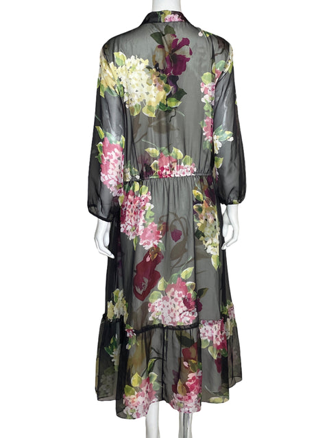Vestido Lauren Ralph Lauren Floral Negro-Talla 14