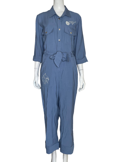 Mono Castaña Bordados Azul-Talla M