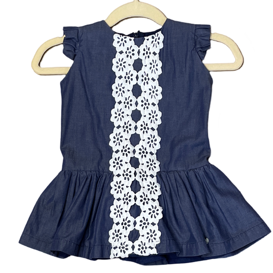 Vestido Dolce Bimbi Vuelos Encaje Azul-Talla 9M