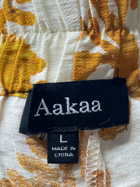 Pantalón Aakaa Print Straight Blanco-Talla L