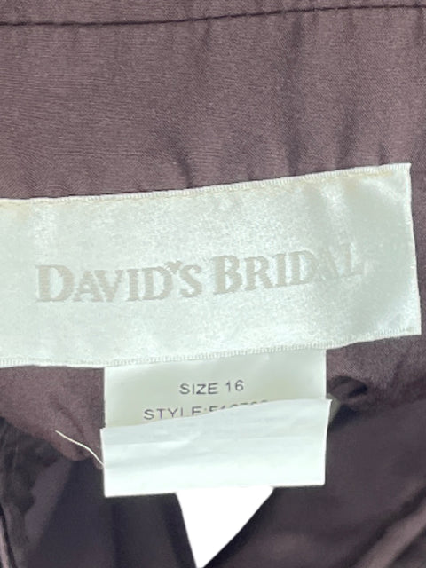 Vestido David`s Bridal Dapeado Marron-Talla 16