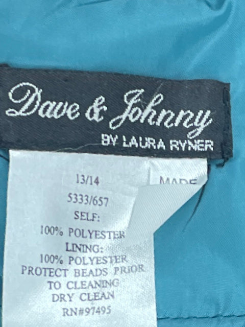 Vestido Dave & Johnny Flor Tiras Verde-Talla 14