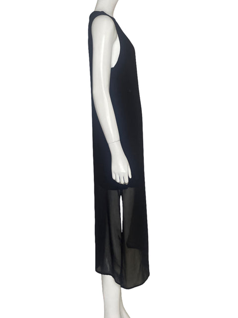 Vestido Zara Sin mangas Midi Negro-Talla S
