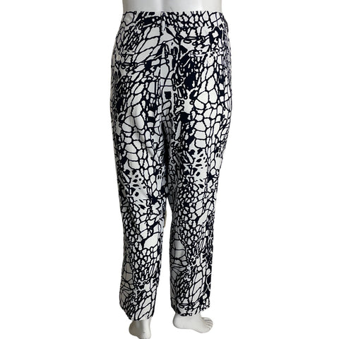 Pantalón Punto Roma Estampado Azul - Talla 20