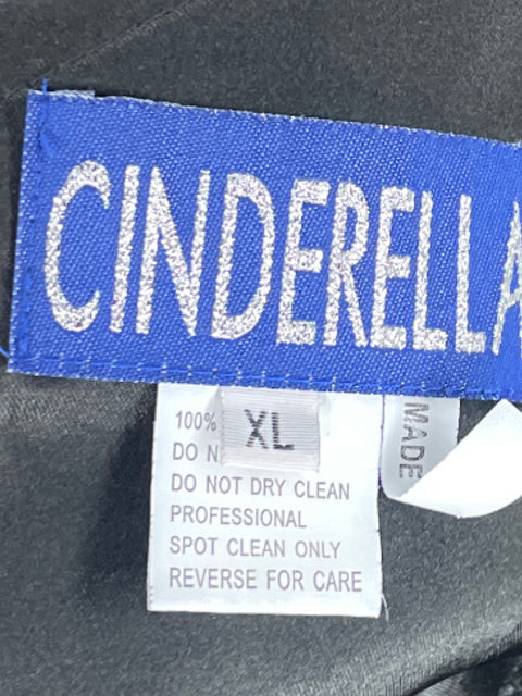 Vestido Cinderella Pedreria Drapeado Negro-Talla XL