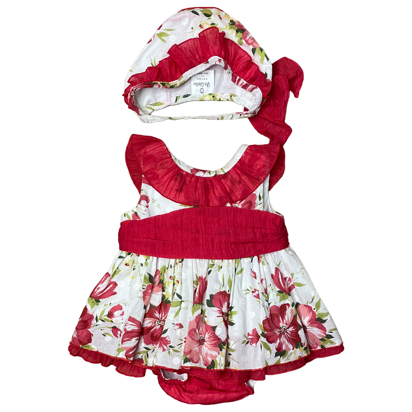 Set DbbCollection Vestido Panty y Gorro Floral
Rojo-Talla 6M