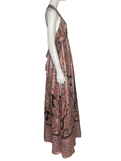 Vestido MNG Plisado Rojo Vino-Talla 8