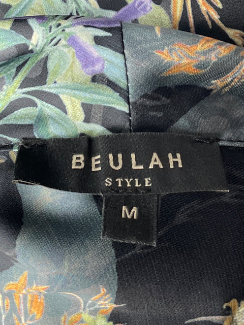 Camisa Beulah Floral Satinada Negro-Talla M