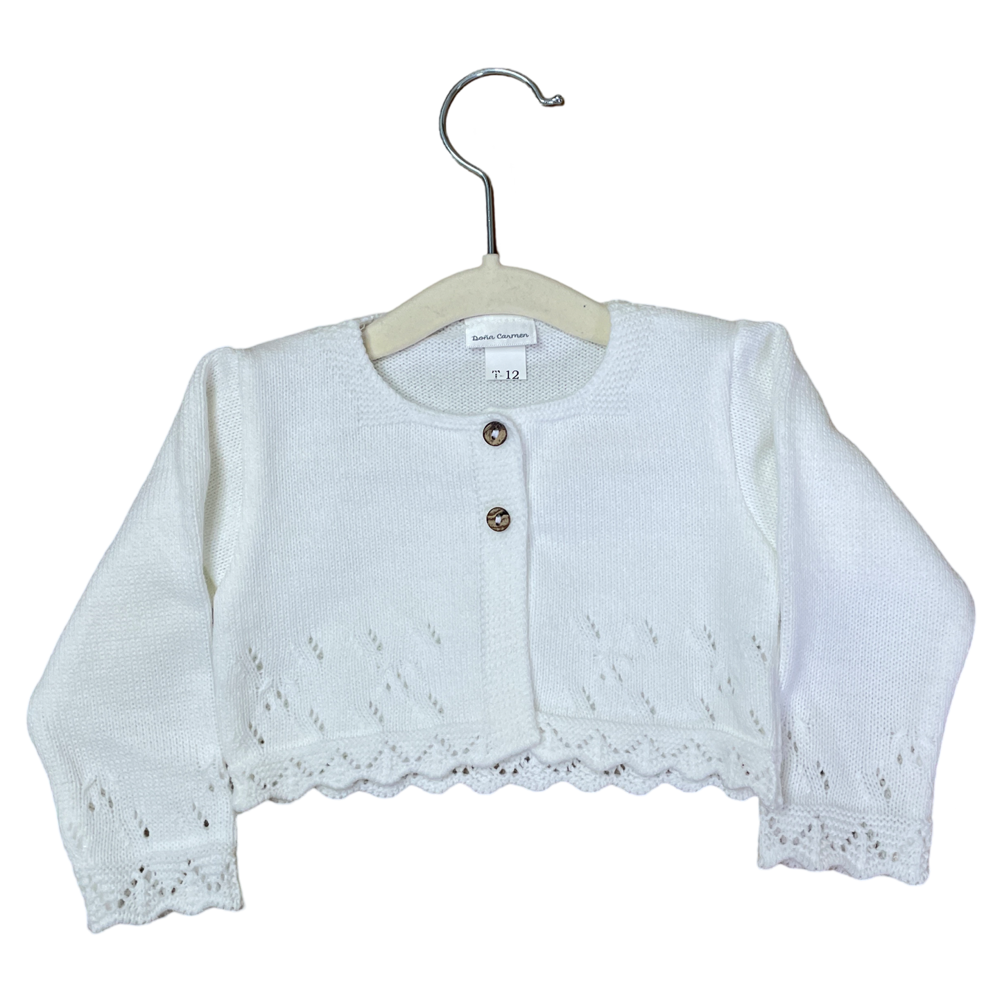 Cardigan Doña Carmen Punto Crop Blanco-Talla 12M