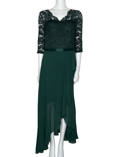 Vestido Bbonlinedress Encaje Asimétrico Verde-Talla L