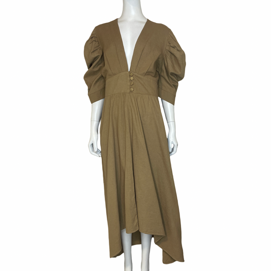 Vestido JEANS & BLOUSES Mangas Puff Largo Beige - Talla 10