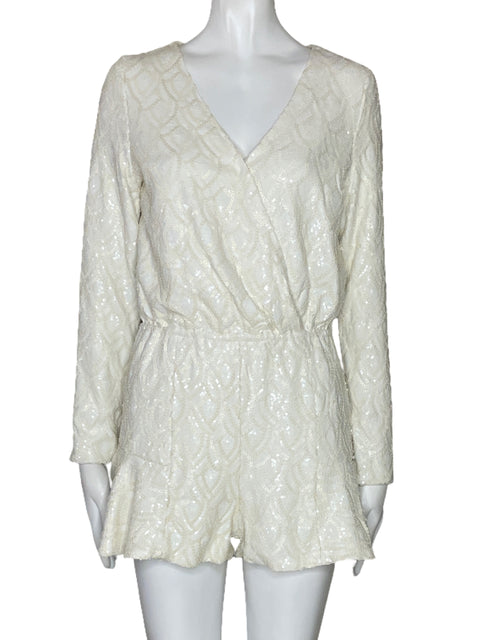 Romper Line & Dot Lentejuelas Mangas Blanco-Talla S