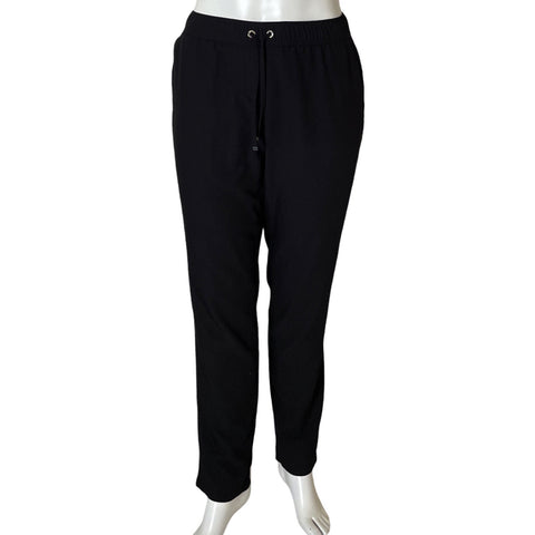 Pantalon Punto Roma Elastico Cordon Negro-Talla L