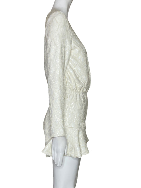 Romper Line & Dot Lentejuelas Mangas Blanco-Talla S