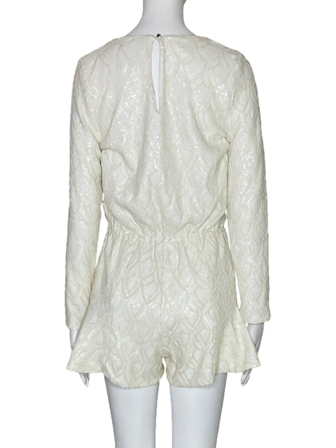 Romper Line & Dot Lentejuelas Mangas Blanco-Talla S