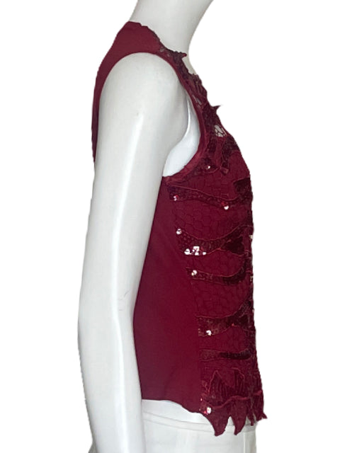 Top Sagaie Lentejuelas Rojo Vino-Talla 2