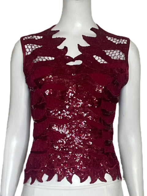 Top Sagaie Lentejuelas Rojo Vino-Talla 2