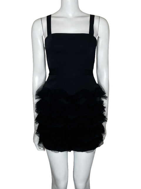 Vestido BCBG Cut Out Vuelos Negro-Talla 0