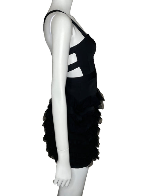 Vestido BCBG Cut Out Vuelos Negro-Talla 0