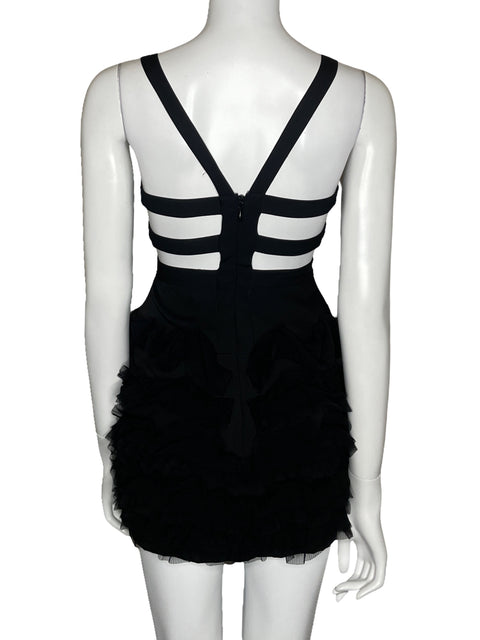 Vestido BCBG Cut Out Vuelos Negro-Talla 0