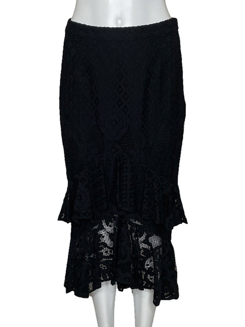 Falda Chelsea 28 Troquelada Vuelos Negro-Talla XS