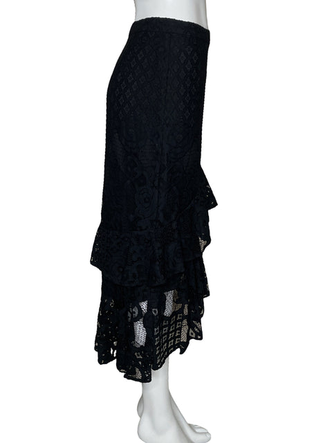 Falda Chelsea 28 Troquelada Vuelos Negro-Talla XS