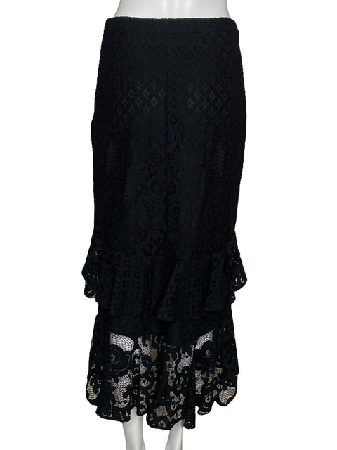 Falda Chelsea 28 Troquelada Vuelos Negro-Talla XS