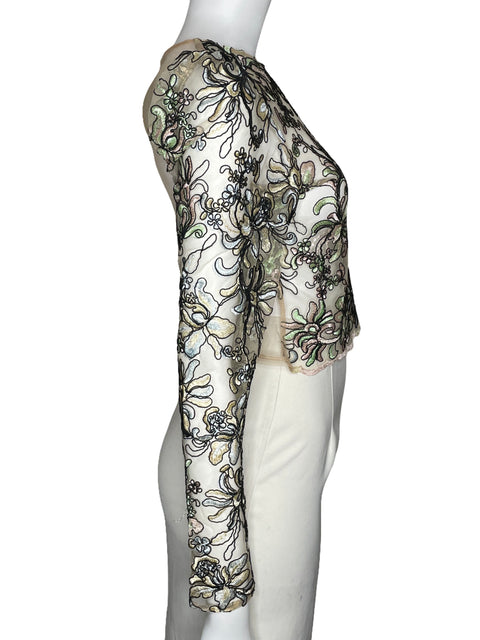 Top TopShop Bordado Floral Beige-Talla 2