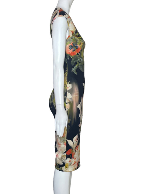 Vestido Ted Baker Sin Mangas Flores Negro-Talla 0