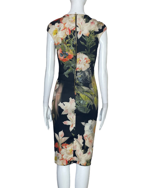 Vestido Ted Baker Sin Mangas Flores Negro-Talla 0