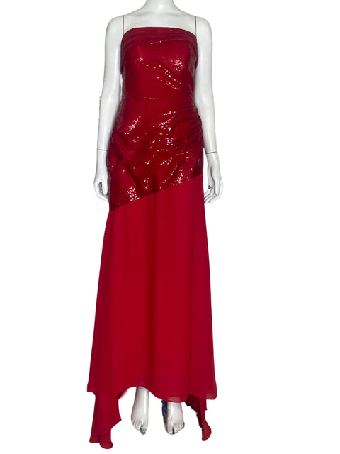 Vestido Tesoro TPS Strapless Lentejuelas 
Rojo-Talla L