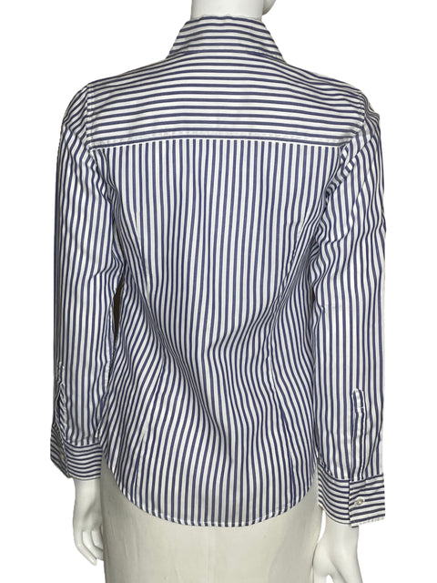 Camisa Carolina Herrera Rayas Manga Larga Blanco-Talla 6