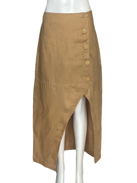Falda Laetitia Botones Asimetrica Marron-Talla L