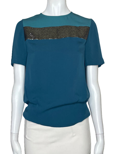 Blusa Diane Von Furstenberg Brillo Verde-Talla 0
